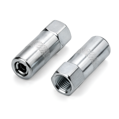 2 x Steel 4-Jaw Grease Gun Couplers Tips M10x1 for Hydraulic Grease Nipples for Cars, Tractors, Excavators, Agricultural Machinery