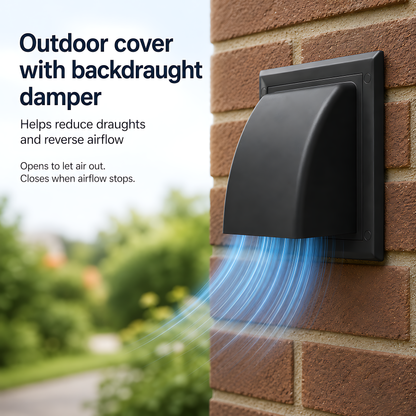 100mm 4 Inch Wall Vent Kit, 500mm Duct, Grille, Graphite Backdraught Cowl for Bathrooms, Kitchens, Toilets & Utility Rooms