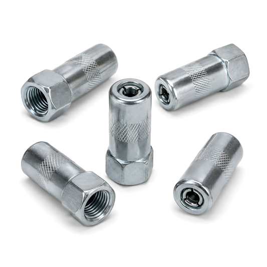 5 x Steel 4-Jaw Grease Gun Couplers Tips M10x1 for Hydraulic Grease Nipples for Cars, Tractors, Excavators, Agricultural Machinery
