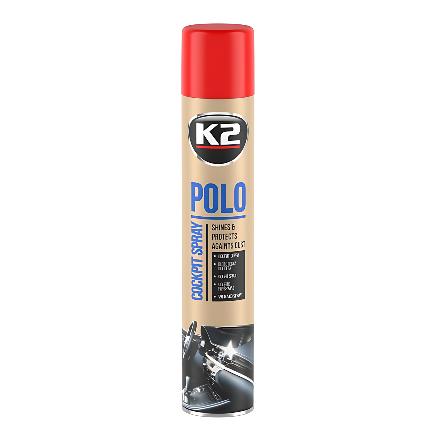 K2 Polo Cockpit Strawberry Dashboard Cleaner 750ml - Car Interior Plastic and Rubber Care for Dashboard, Trim, Furniture