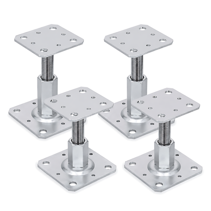 4 x 110-150mm Steel Adjustable Timber Post Base 80mm for Decking, Gazebos, Fences, Pergolas, Carports, Canopies, Garden Structures
