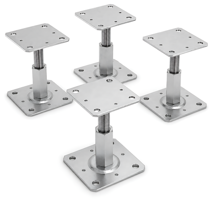 4x 110-150mm Steel Adjustable Timber Post Base 110mm for Decking, Gazebos, Fences, Pergolas, Carports, Canopies, Garden Structures