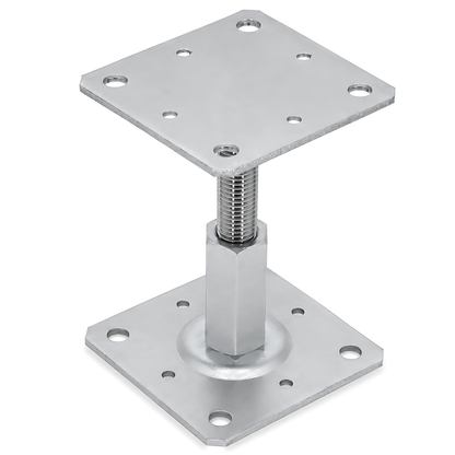 110-150mm Steel Adjustable Timber Post Base 110mm for Decking, Gazebos, Fences, Pergolas, Carports, Canopies, Garden Structures