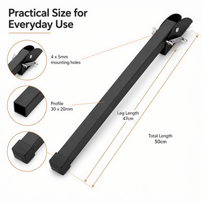 Kick Down Door Stop 47cm Black Spring Stay for Garage Doors and Gates, Entrance, Service Doors - Steel Spring Mechanism, Anti-Slip