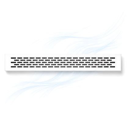 Rectangular Metal Ventilation Grille 460 x 65mm - White Matt Colour - Air Vent Cover,  485 x 80mm Overall, 15mm Flange