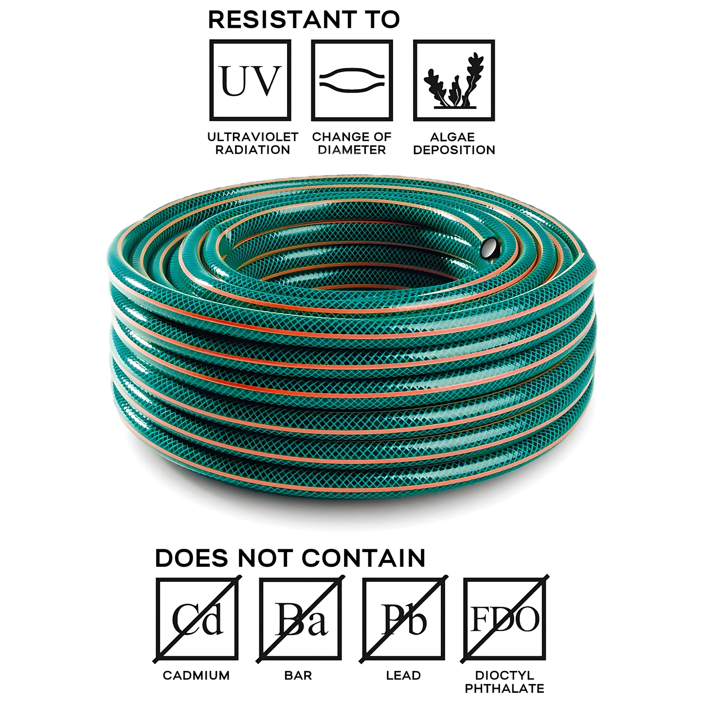15m / 49ft Garden Hose Pipe - 1/2" 4-Layer PVC Hosepipe - Economy Outdoor Green Watering Tube