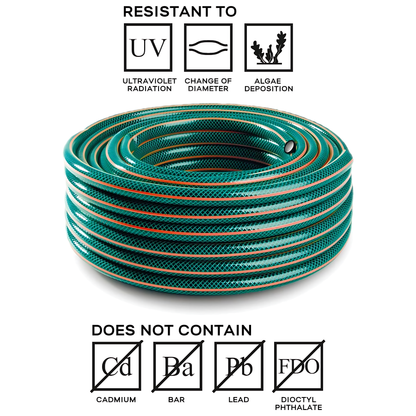 15m / 49ft Garden Hose Pipe - 1/2" 4-Layer PVC Hosepipe - Economy Outdoor Green Watering Tube