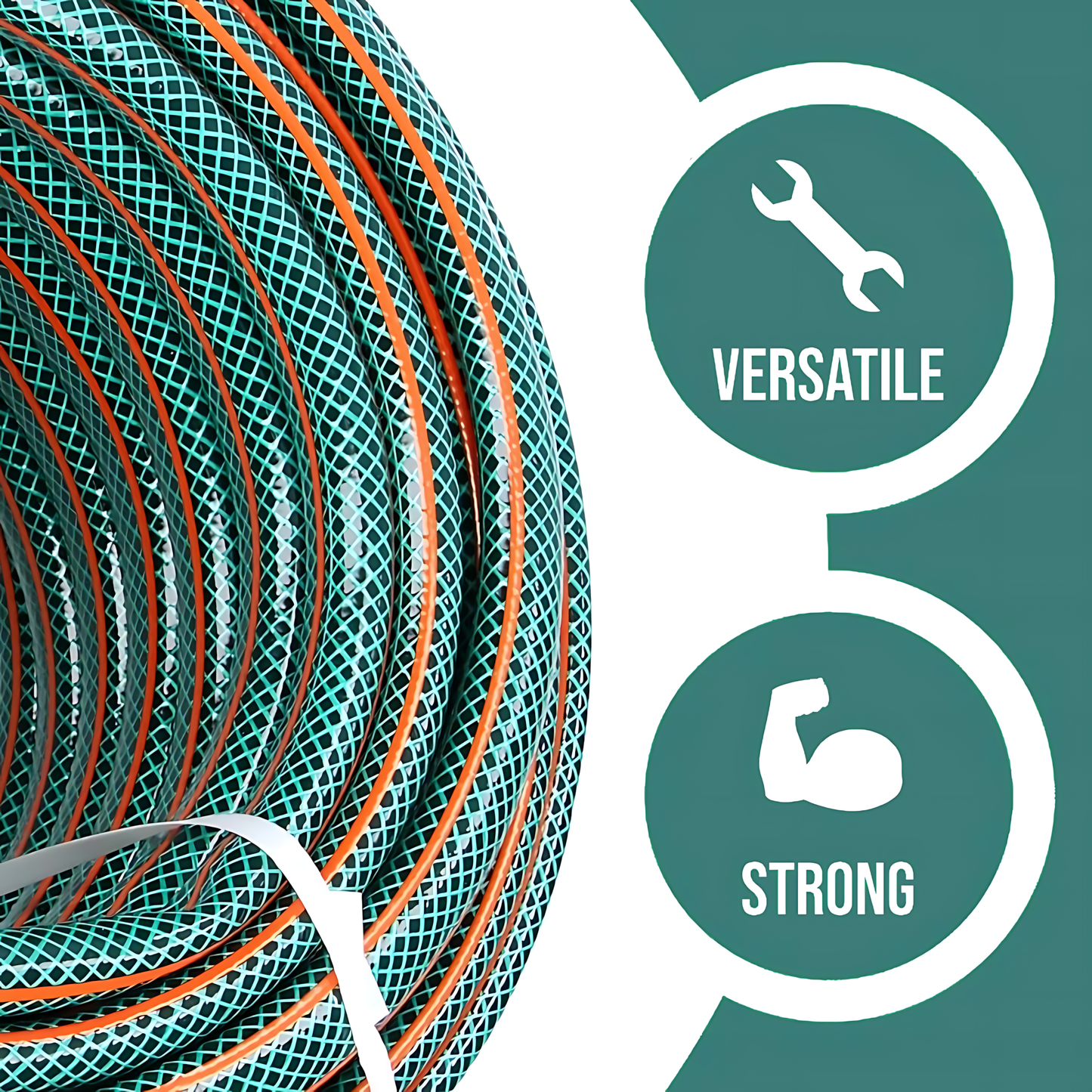 15m / 49ft Garden Hose Pipe - 1/2" 4-Layer PVC Hosepipe - Economy Outdoor Green Watering Tube