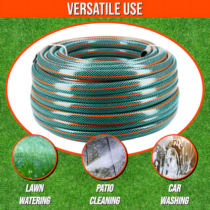 25m / 82ft Garden Hose Pipe - 1/2" 4-Layer PVC Hosepipe - Economy Outdoor Green Watering Tube