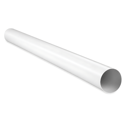 Rigid Round PVC Ventilation Duct 100mm x 1000mm for Extractor Fans, Bathrooms, Kitchens, Utility Rooms - 40 C Thermal Resistance