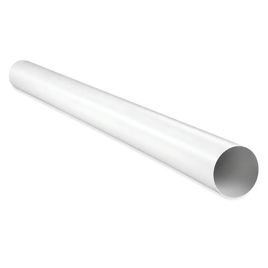 Rigid Round PVC Ventilation Duct 100mm x 1000mm for Extractor Fans, Bathrooms, Kitchens, Utility Rooms - 40 C Thermal Resistance
