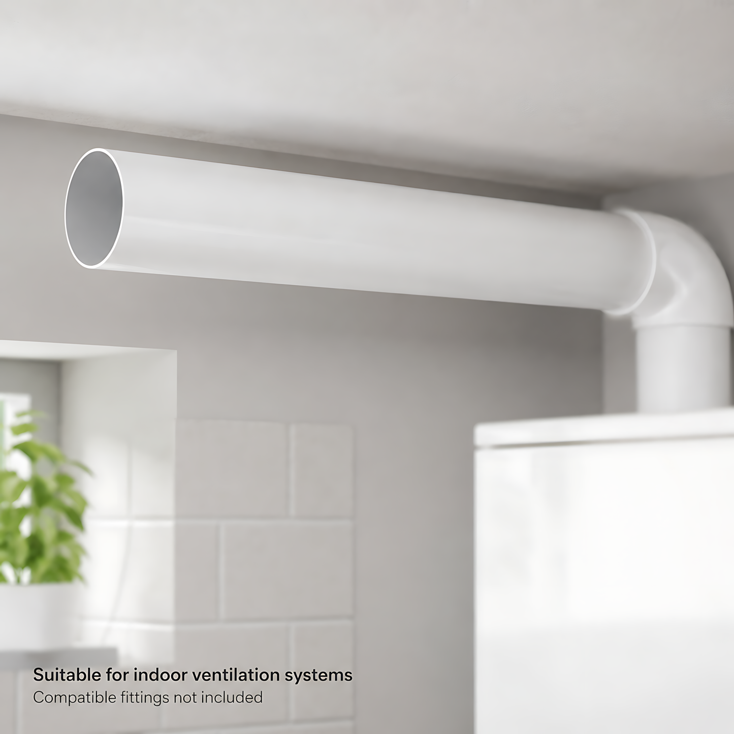 Rigid Round PVC Ventilation Duct 100mm x 1000mm for Extractor Fans, Bathrooms, Kitchens, Utility Rooms - 40 C Thermal Resistance