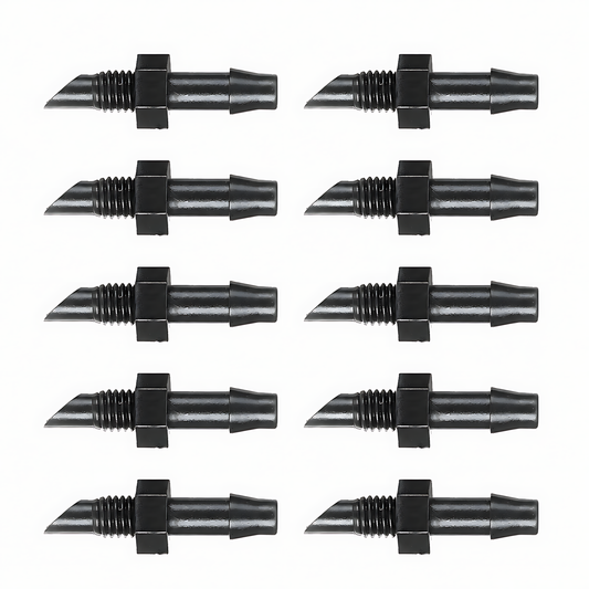 4mm Adaptor Barb x Thread Micro Irrigation Fittings - Pack of 10 Barbed to Threaded Connectors for Drip Line, Micro Tube, Watering