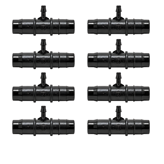 Reducing Tee Fittings 13mm to 4mm - Pack of 10 Irrigation Barbed Connectors for Drip Line, Micro Tube, Garden Watering, Greenhouse