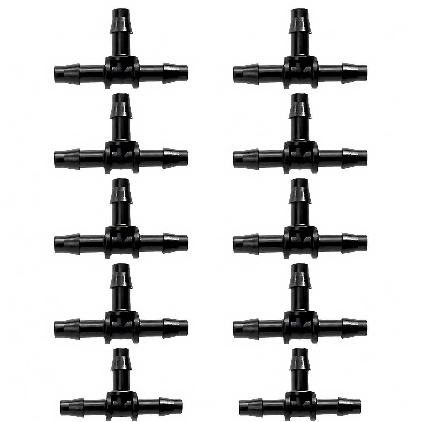 4mm Tee Micro Irrigation Fittings - Pack of 10 Barbed T Connectors for Drip Line, Micro Tube, Pots, Greenhouse, Raised Beds
