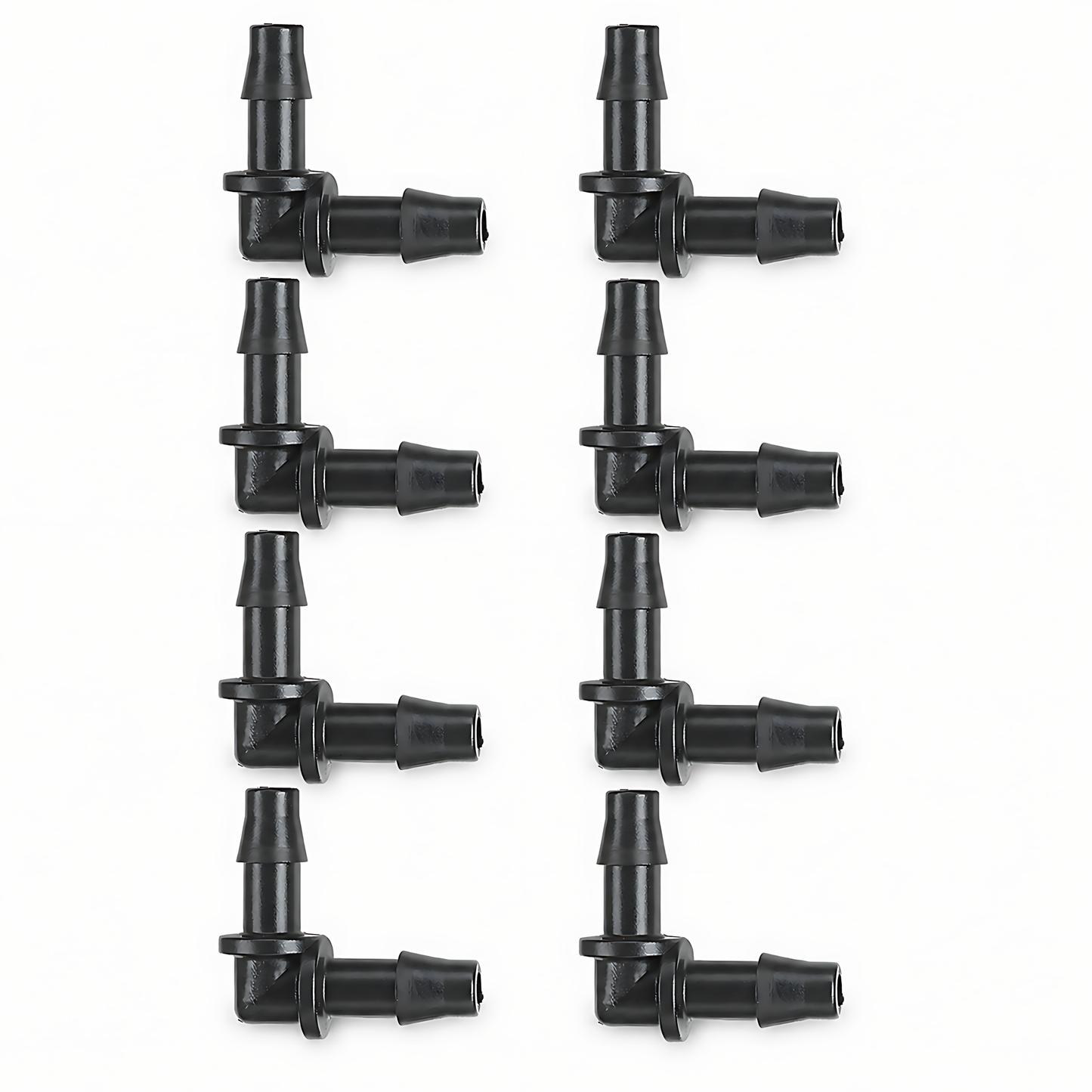 4mm Elbow Micro Irrigation Fittings - Pack of 10 Barbed Right-Angle Connectors for Drip Line, Micro Tube, Pots, Greenhouse