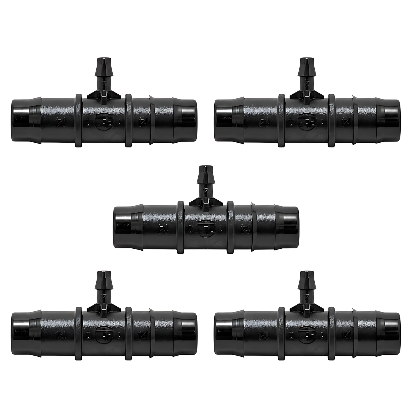 Reducing Tee Fittings 13mm to 4mm - Pack of 5 Irrigation Barbed Connectors for Drip Line, Micro Tube, Garden Watering, Greenhouse
