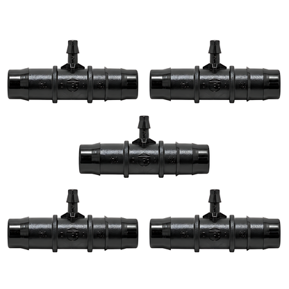 Reducing Tee Fittings 13mm to 4mm - Pack of 5 Irrigation Barbed Connectors for Drip Line, Micro Tube, Garden Watering, Greenhouse