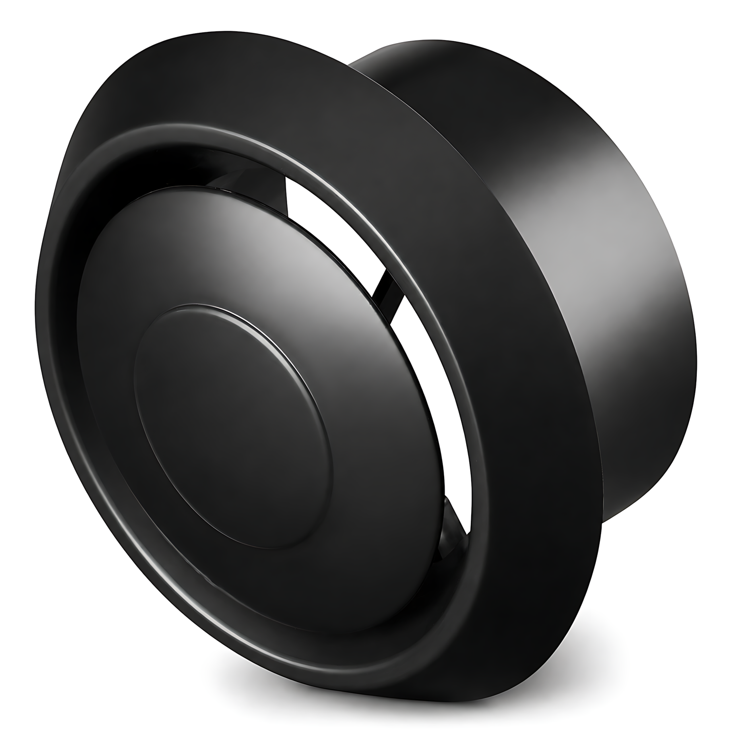 Round Ceiling Air Vent Diffuser 100mm with Adjustable Airflow Plate, Black - 150mm Face Diameter, 60mm Depth, PS Construction