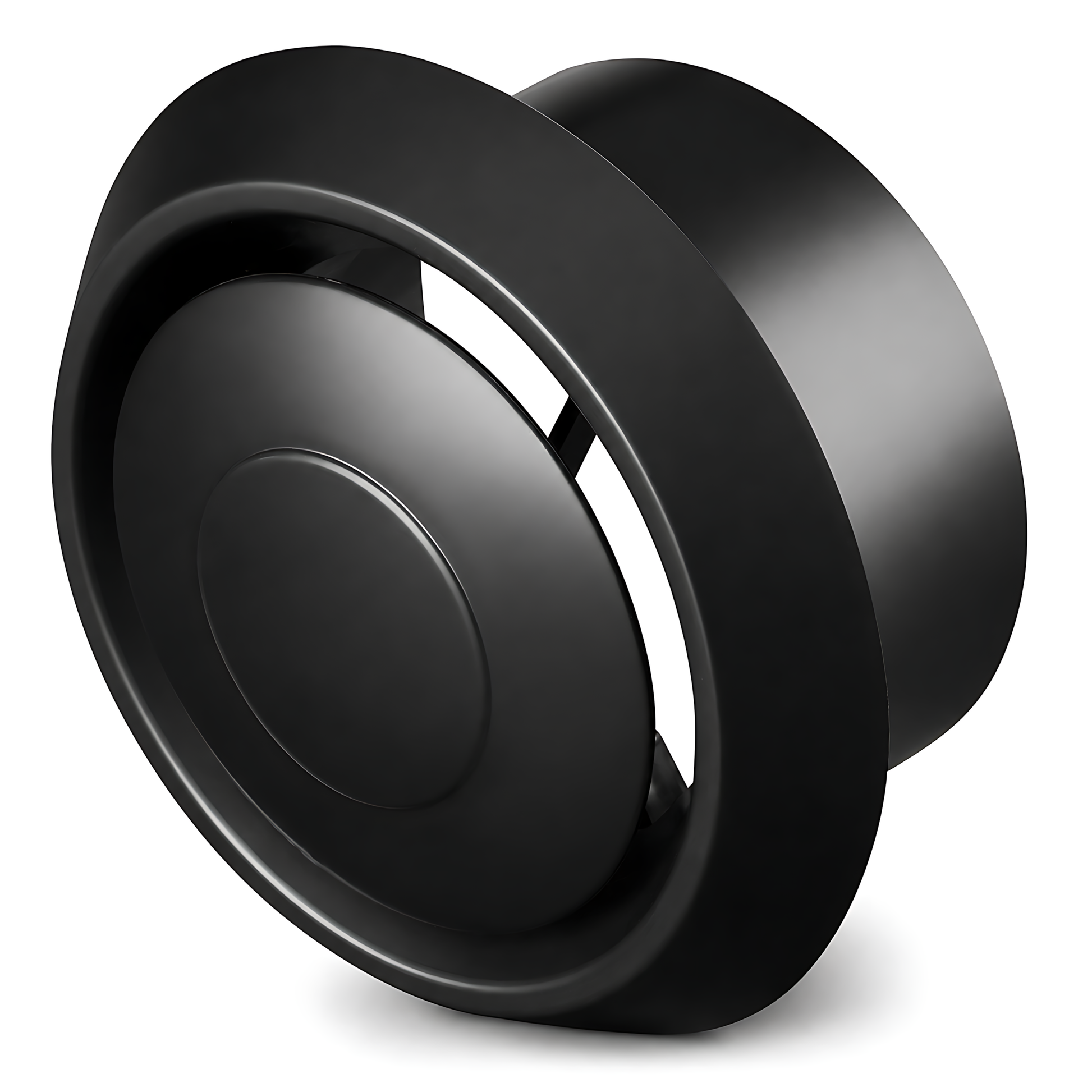Round Ceiling Air Vent Diffuser 100mm with Adjustable Airflow Plate, Black - 150mm Face Diameter, 60mm Depth, PS Construction