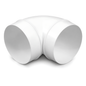 Rigid Round Ventilation Duct Elbow 100mm, 90 Degree Bend for Extractor Fans - 100mm Connection Diameter, 90 Degree Airflow Change