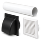 100mm Through-Wall Ventilation Kit with 500mm Duct and Backdraft Damper for Bathrooms, Kitchens, Toilets and Utility Rooms
