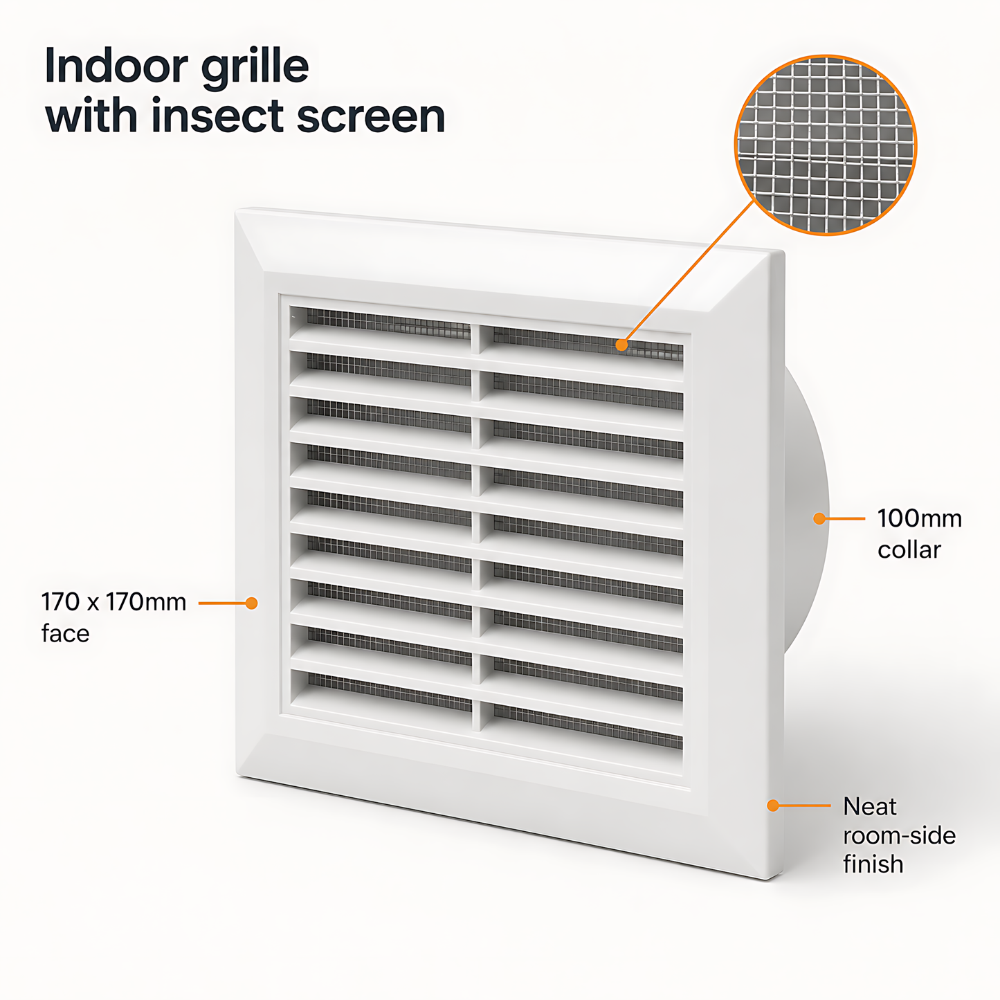 100mm Through-Wall Ventilation Kit with 500mm Duct and Vent Covers, White for Bathrooms, Kitchens, Toilets and Utility Rooms