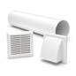100mm Through-Wall Ventilation Kit with 500mm Duct and Vent Covers, White for Bathrooms, Kitchens, Toilets and Utility Rooms