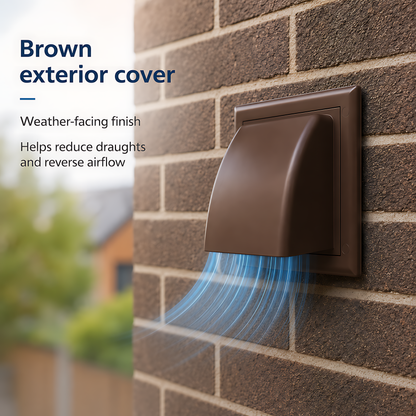 100mm Through-Wall Ventilation Kit with 500mm Duct and Backdraft Damper for Bathrooms, Kitchens, Toilets & Utility Rooms