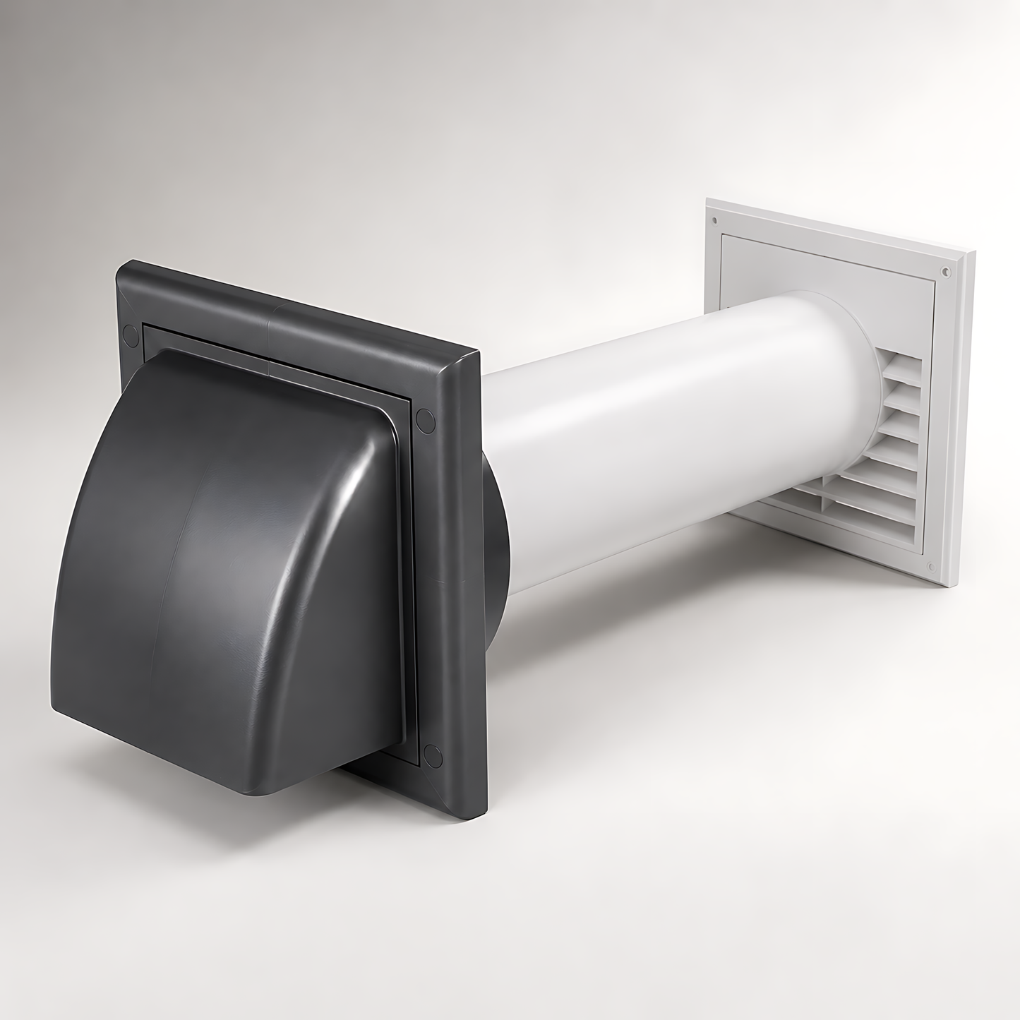 100mm Through-Wall Ventilation Kit with 500mm Duct and Backdraft Damper for Bathrooms, Kitchens, Toilets and Utility Rooms