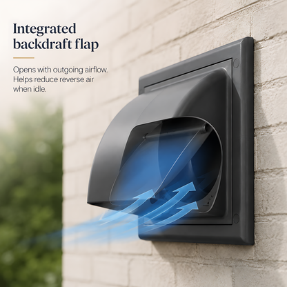 100mm Through-Wall Ventilation Kit with 500mm Duct and Backdraft Damper for Bathrooms, Kitchens, Toilets and Utility Rooms