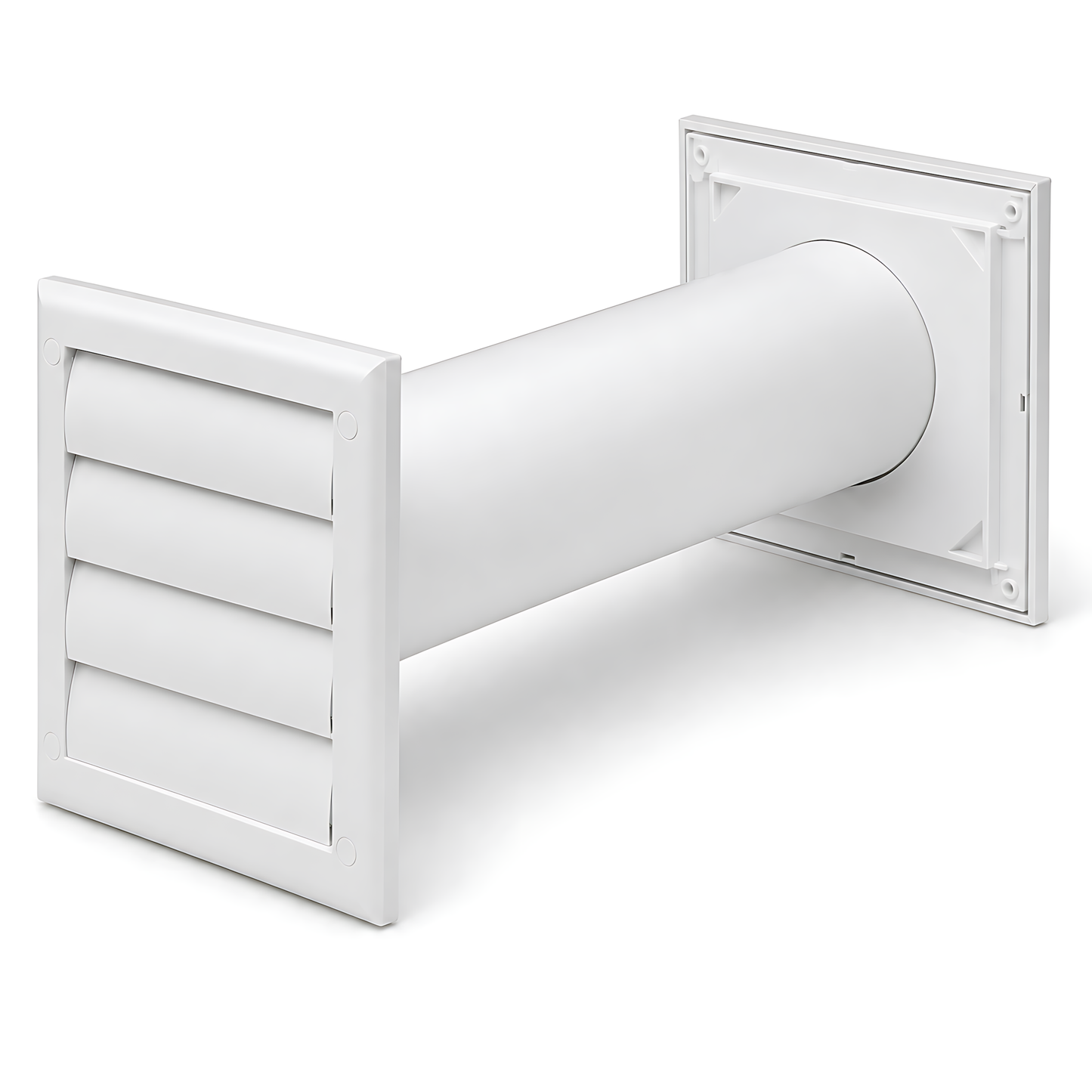 100mm Through-Wall Ventilation Kit with 500mm Duct and Backdraft Grille for Bathrooms, Kitchens, Toilets and Utility Rooms