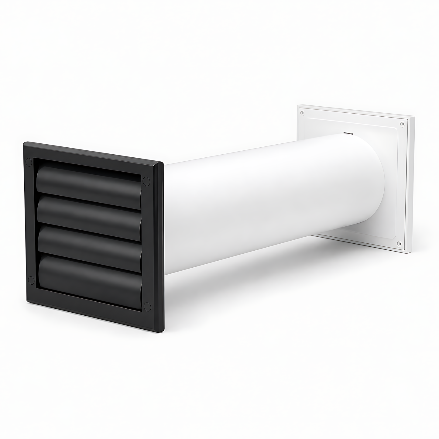100mm Through-Wall Ventilation Kit with 500mm Duct and Backdraft Grille for Bathrooms, Kitchens, Toilets and Utility Rooms