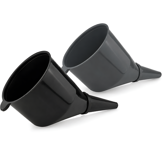 2 x Fuel Funnels 130mm with Filters for Petrol, Diesel and Jerry Cans, Cars, Motorcycles, Lawnmowers, Workshop and Garden Use