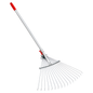 Adjustable Garden Leaf Rake 18-55cm, 15 Steel Tines, 115-150cm Length for Leaves, Grass Clippings, Pine Needles, Lawns, Borders