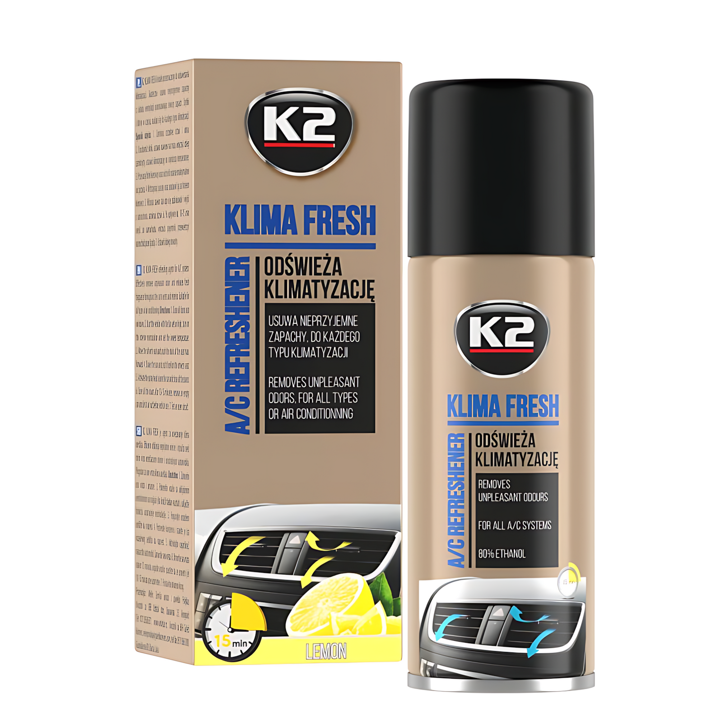 K2 Klima Fresh 150ml - Air Conditioning Cleaning Bomb - Odour Eliminator for Car Air Conditioning