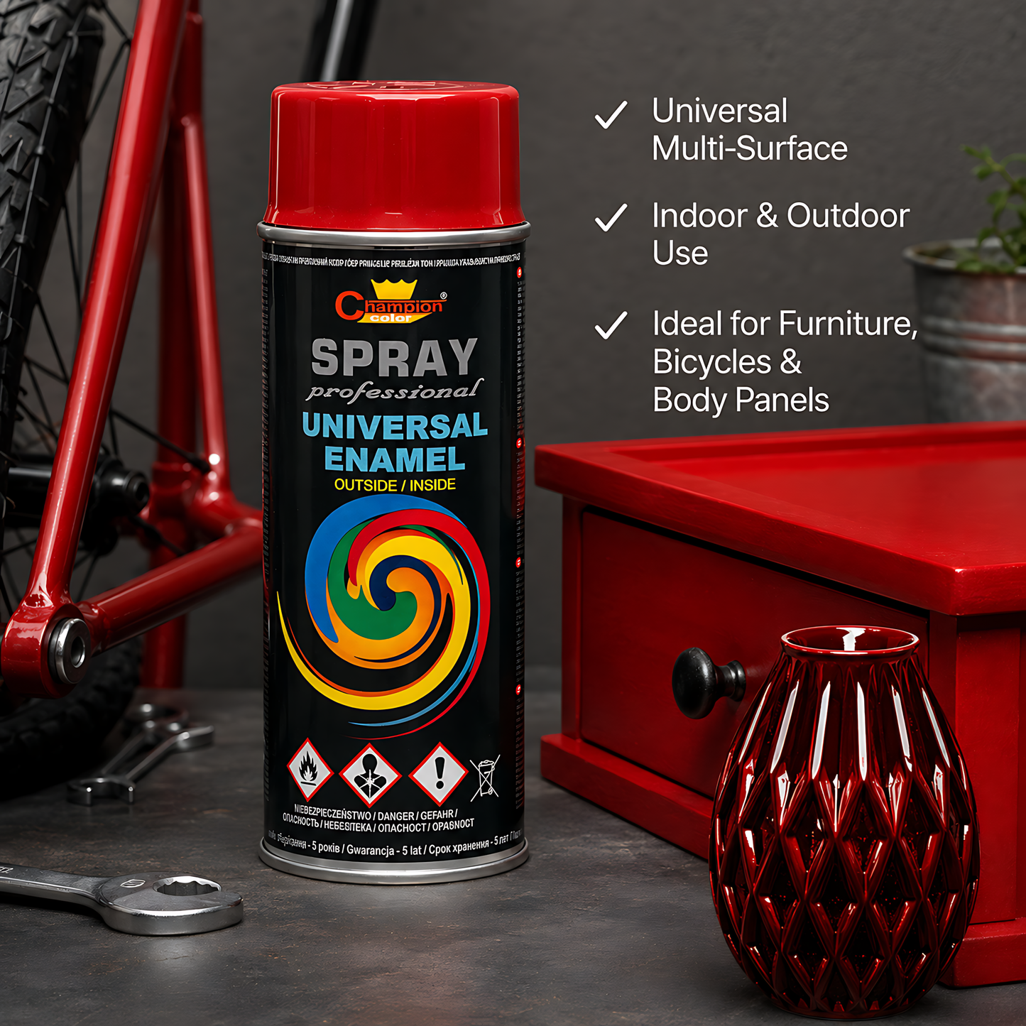 2 x 400ml Gloss Spray Paint Universal Multi-Surface - RAL 3003 Ruby Red - For Metal, Wood, Ceramic, Plastic - Indoor & Outdoor Use