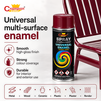 Gloss Spray Paint 400ml Universal Multi-Surface - RAL 3004 Purple Red - For Metal, Wood, Ceramic, Plastic - Indoor and Outdoor Use