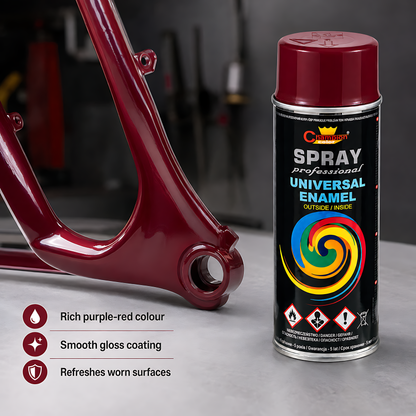 Gloss Spray Paint 400ml Universal Multi-Surface - RAL 3004 Purple Red - For Metal, Wood, Ceramic, Plastic - Indoor and Outdoor Use