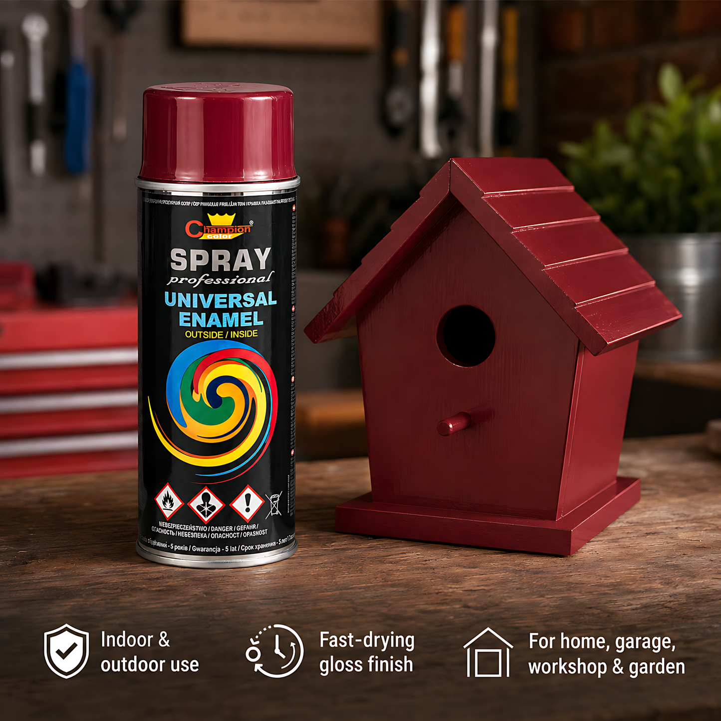 Gloss Spray Paint 400ml Universal Multi-Surface - RAL 3004 Purple Red - For Metal, Wood, Ceramic, Plastic - Indoor and Outdoor Use
