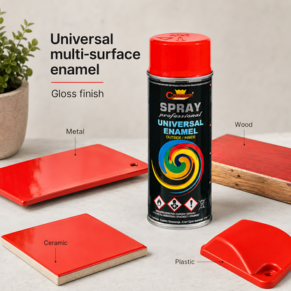 Gloss Spray Paint 400ml Universal Multi-Surface - RAL 3000 Flame Red - For Metal, Wood, Ceramic, Plastic - Indoor and Outdoor Use