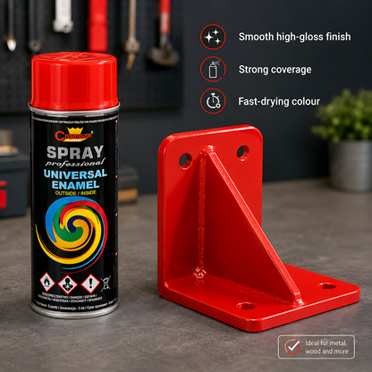 Gloss Spray Paint 400ml Universal Multi-Surface - RAL 3000 Flame Red - For Metal, Wood, Ceramic, Plastic - Indoor and Outdoor Use