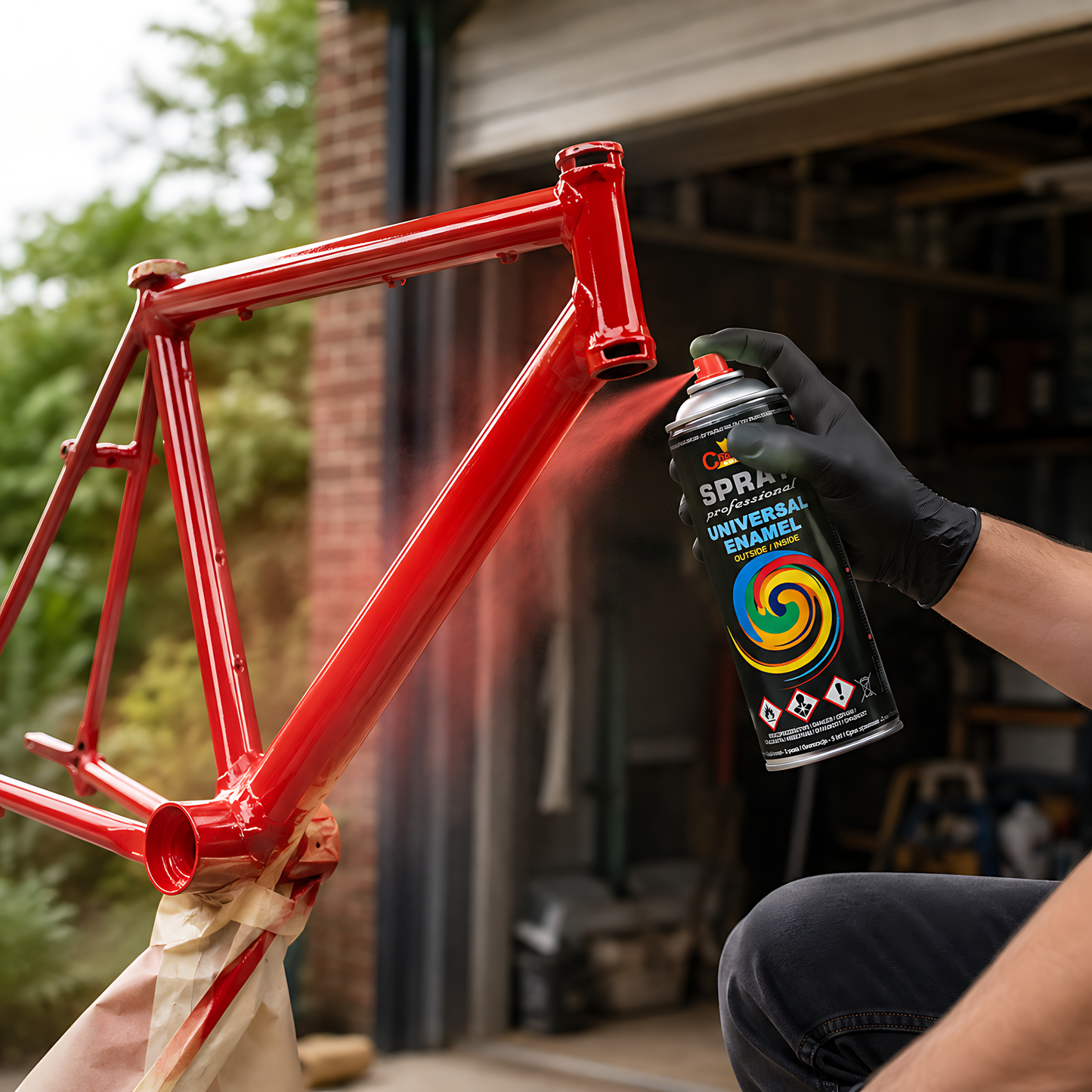 Gloss Spray Paint 400ml Universal Multi-Surface - RAL 3000 Flame Red - For Metal, Wood, Ceramic, Plastic - Indoor and Outdoor Use