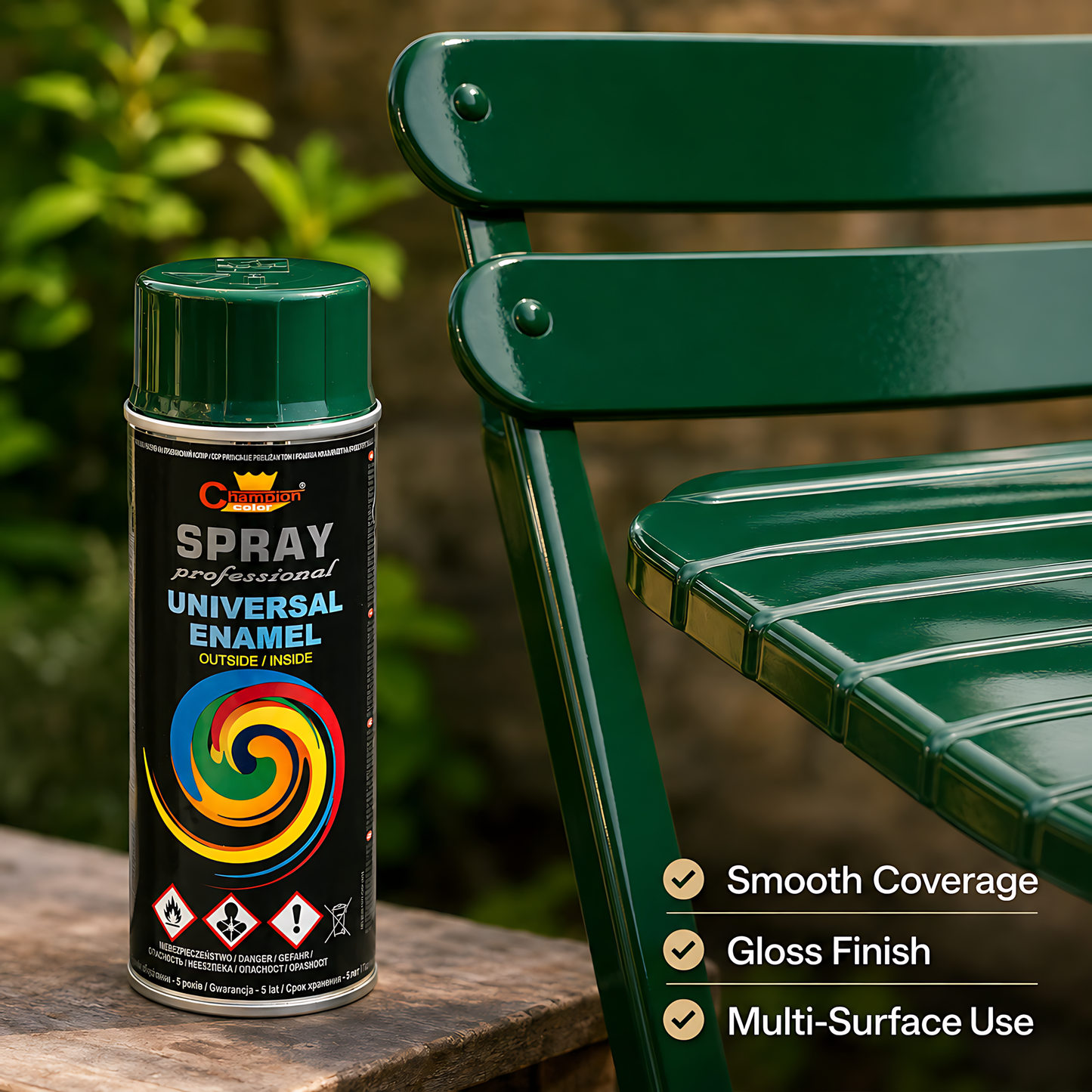 Gloss Spray Paint 400ml Universal Multi-Surface - RAL 6005 Moss Green - For Metal, Wood, Ceramic, Plastic - Indoor and Outdoor Use