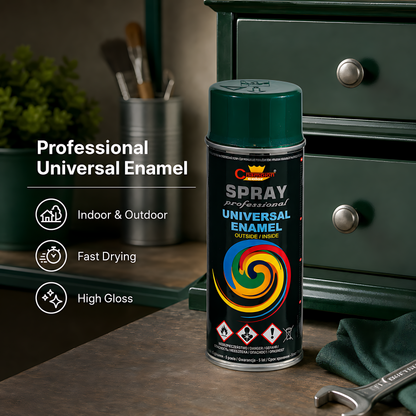 Gloss Spray Paint 400ml Universal Multi-Surface - RAL 6005 Moss Green - For Metal, Wood, Ceramic, Plastic - Indoor and Outdoor Use