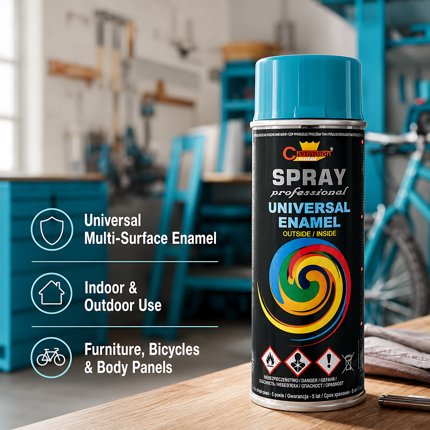 2 x 400ml Gloss Spray Paint Universal Multi-Surface - RAL 5021 Water Blue - For Metal, Wood, Plastic - Indoor and Outdoor Use