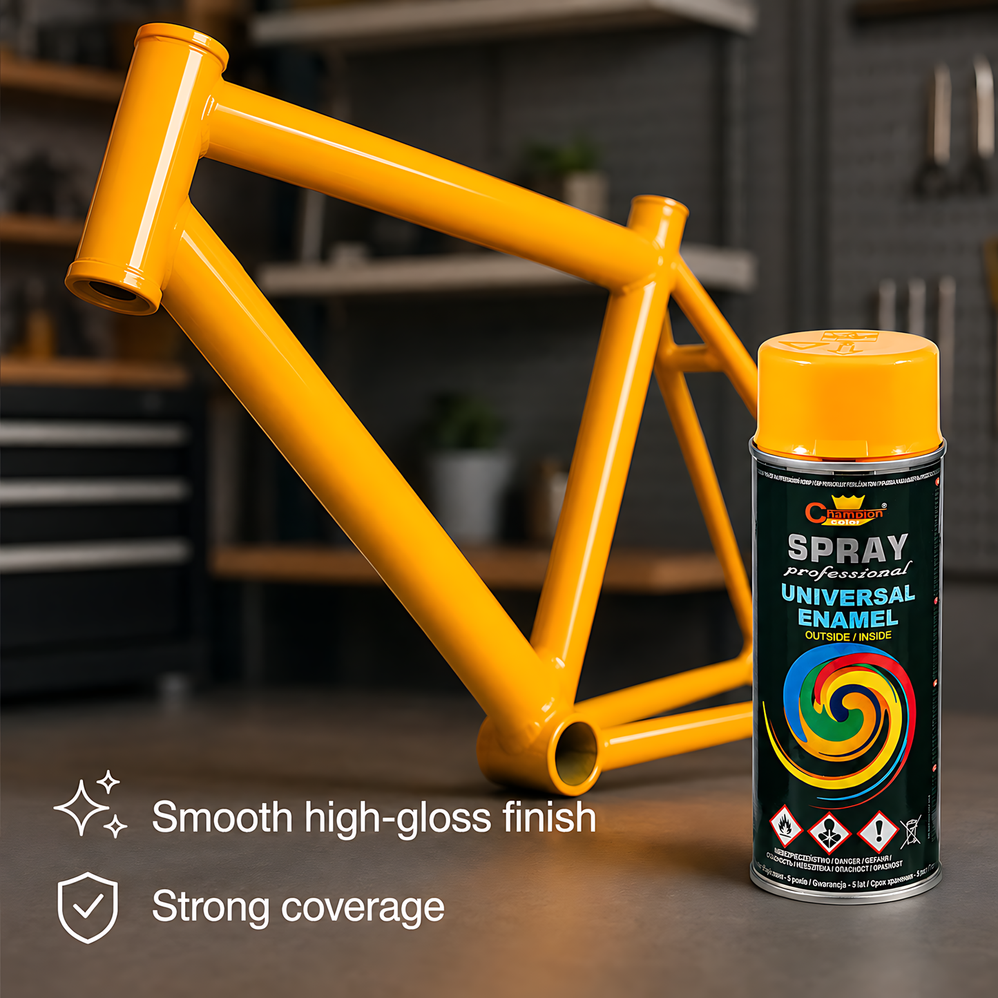 Gloss Spray Paint 400ml Universal Multi-Surface - RAL 1028 Melon Yellow - For Metal, Wood, Ceramic, Plastic - Indoor & Outdoor Use