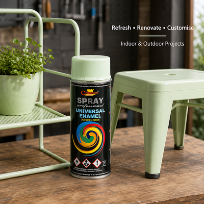 Gloss Spray Paint 400ml Universal Multi-Surface - RAL 6019 Pastel Green - For Metal, Wood, Ceramic, Plastic - Indoor & Outdoor Use