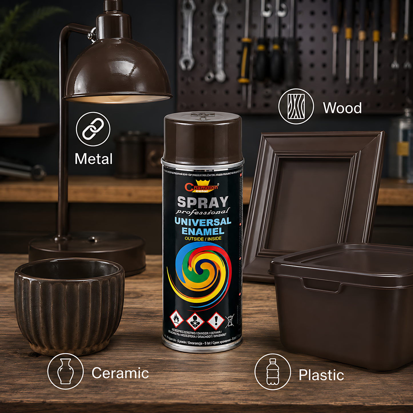 Gloss Spray Paint 400ml Universal Multi-Surface - RAL 8019 Grey Brown - For Metal, Wood, Ceramic, Plastic - Indoor and Outdoor Use