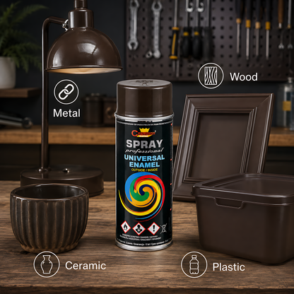 Gloss Spray Paint 400ml Universal Multi-Surface - RAL 8019 Grey Brown - For Metal, Wood, Ceramic, Plastic - Indoor and Outdoor Use